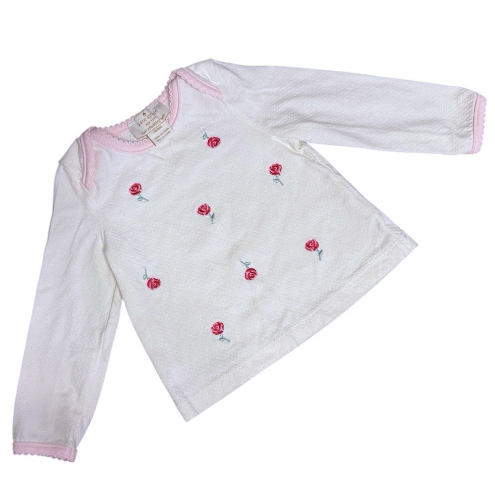 Kate Spade Baby Girl 3-Piece Floral Outfit Set Bib Top Pants Pink White - Picture 5 of 12